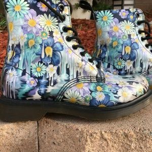 DOC MARTEN'S FLORAL PASCAL PAINT SLICK BOOTS